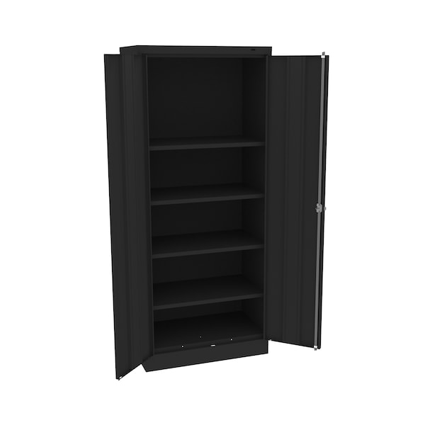 Welded Standard Slim Storage Cabinet, 30"Wx18"Dx72"H, Black